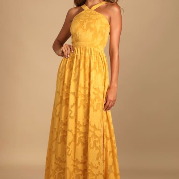 Love and Beyond Marigold Burnout Floral Maxi Dress - Picture 1 of 3